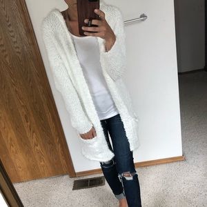 Fuzzy White Cardigan